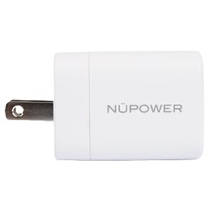 Chargeur mural PD NuPower de 20 W à recharge rapide de deux ports USB-C et USB-A - blanc