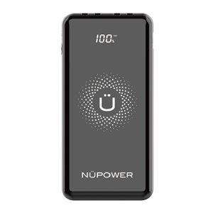 NUPOWER 10K mAh Powerbank with Integrated Cables - Black