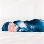 Bazzle Baby Forever Swaddle & Hat Set - Navy Tie-Dye