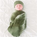 Bazzle Baby Forever Swaddle & Hat Set - Olive TieDye