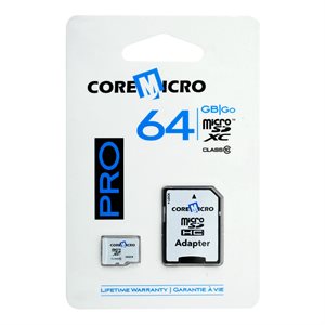 Carte MicroSD CoreMicro de 64 Go avec adaptateur SD