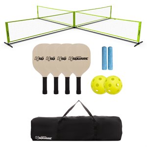 TRIUMPH 4 Square Paddle Pickleball Outdoor Game Net Set with Carry-On Bag