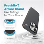 Étui Speck Presidio2 Pro avec MagSafe pour iPhone 15 Pro, gris